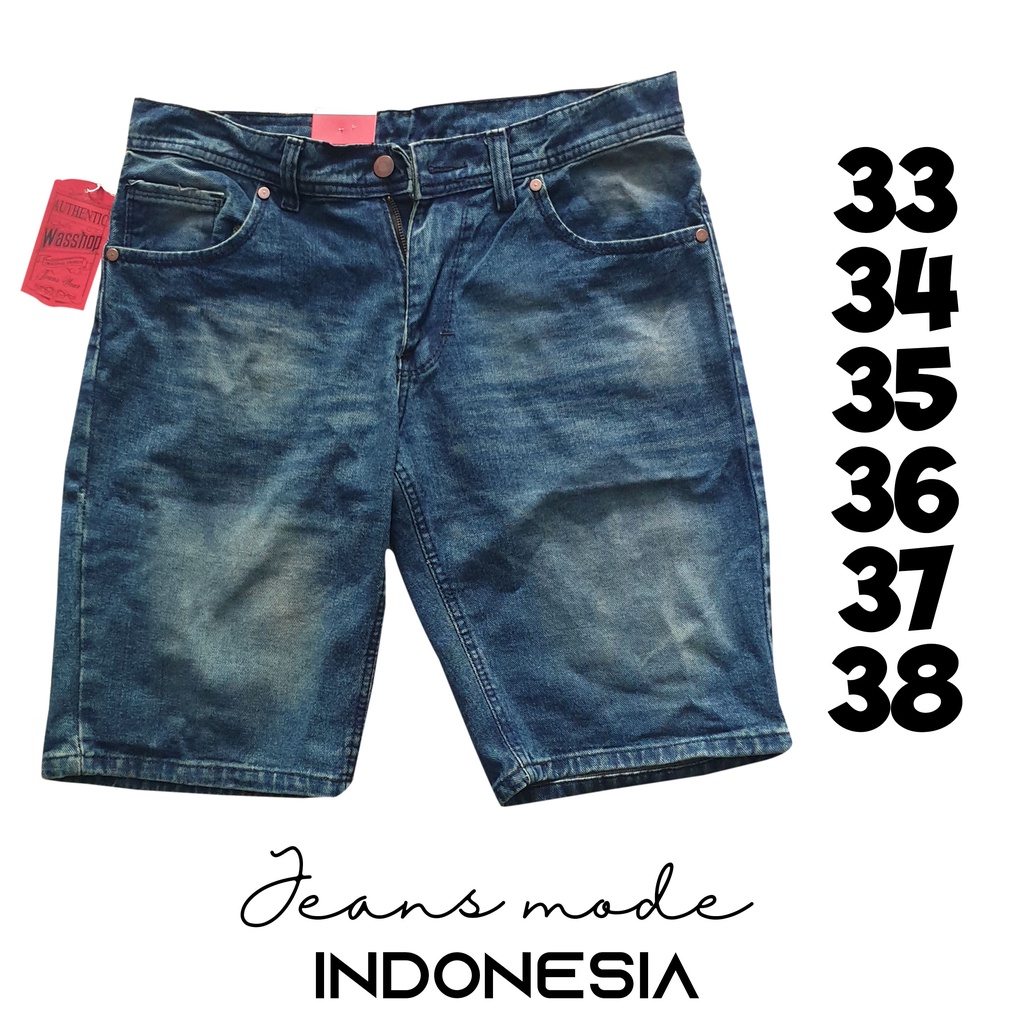 Terbaru - Jeans Pendek Pria Original Blue Green wisker Pedek jeans distro premium terbaru