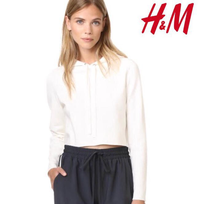 T2Pr Sweater Hnm H&M Crop Top Hoodie Sweatshirt White Original Wanita Cewe 7Ady