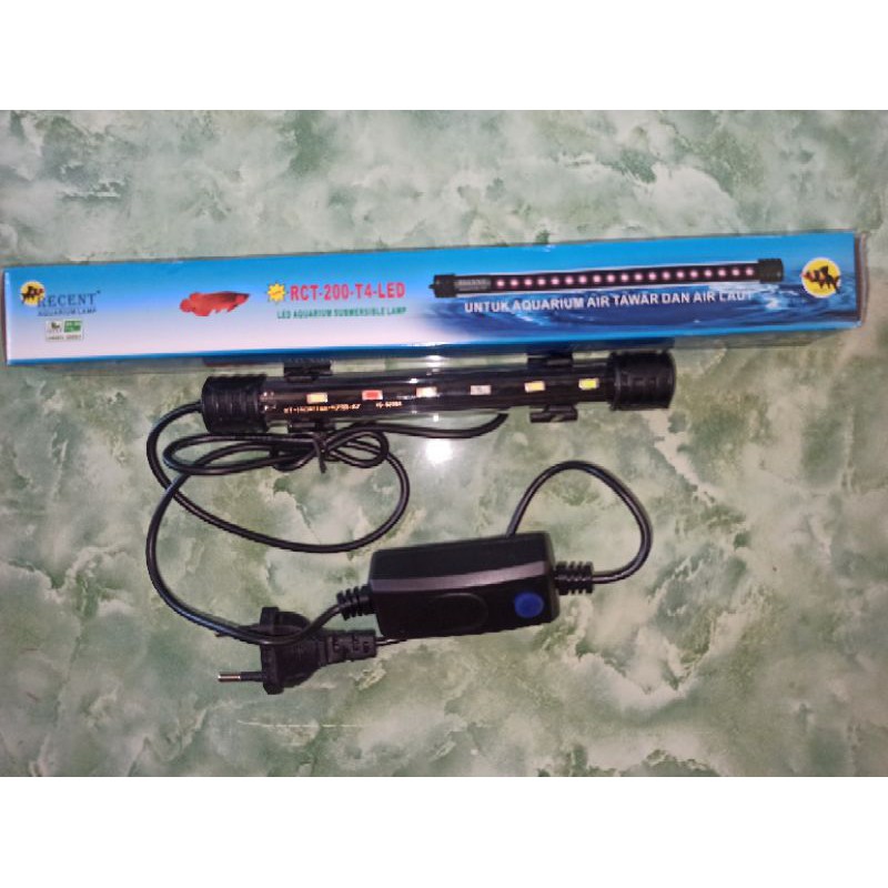 Lampu Celup Akuarium Recent RCT-200-T4-LED Lampu Aquarium Celup RCT 200 Ada Saklar On Off Aquascape