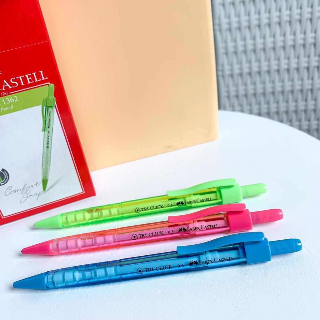 PENSIL MEKANIK FABER CASTELL 2B READY 3 WARNA PINK BIRU HIJAU ADA HAPUSAN NYA HARGA TERMURAH KUALITAS IMPORT