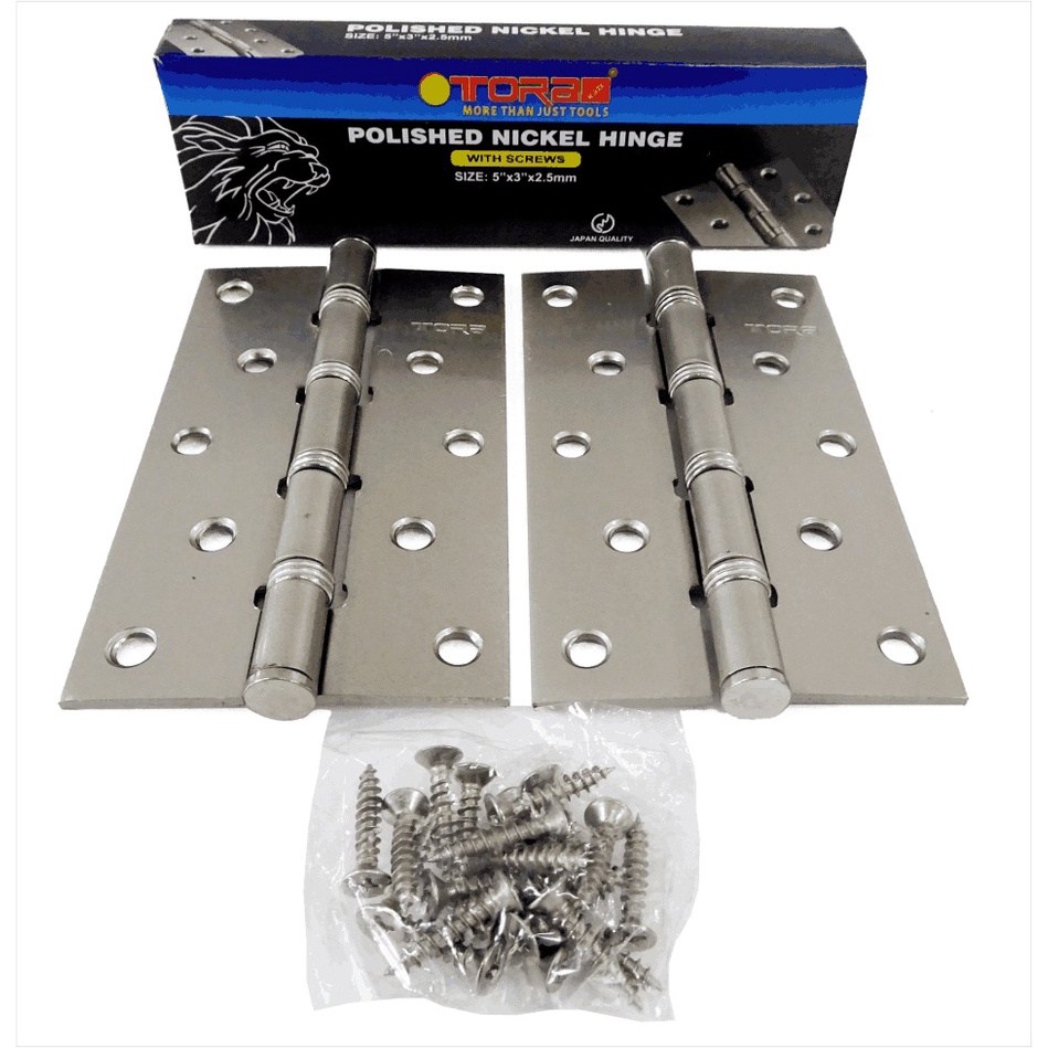 TORA Engsel Besi NB & GP - Hinges Polished Nickel & Brass 5"x3cmx2.1mm