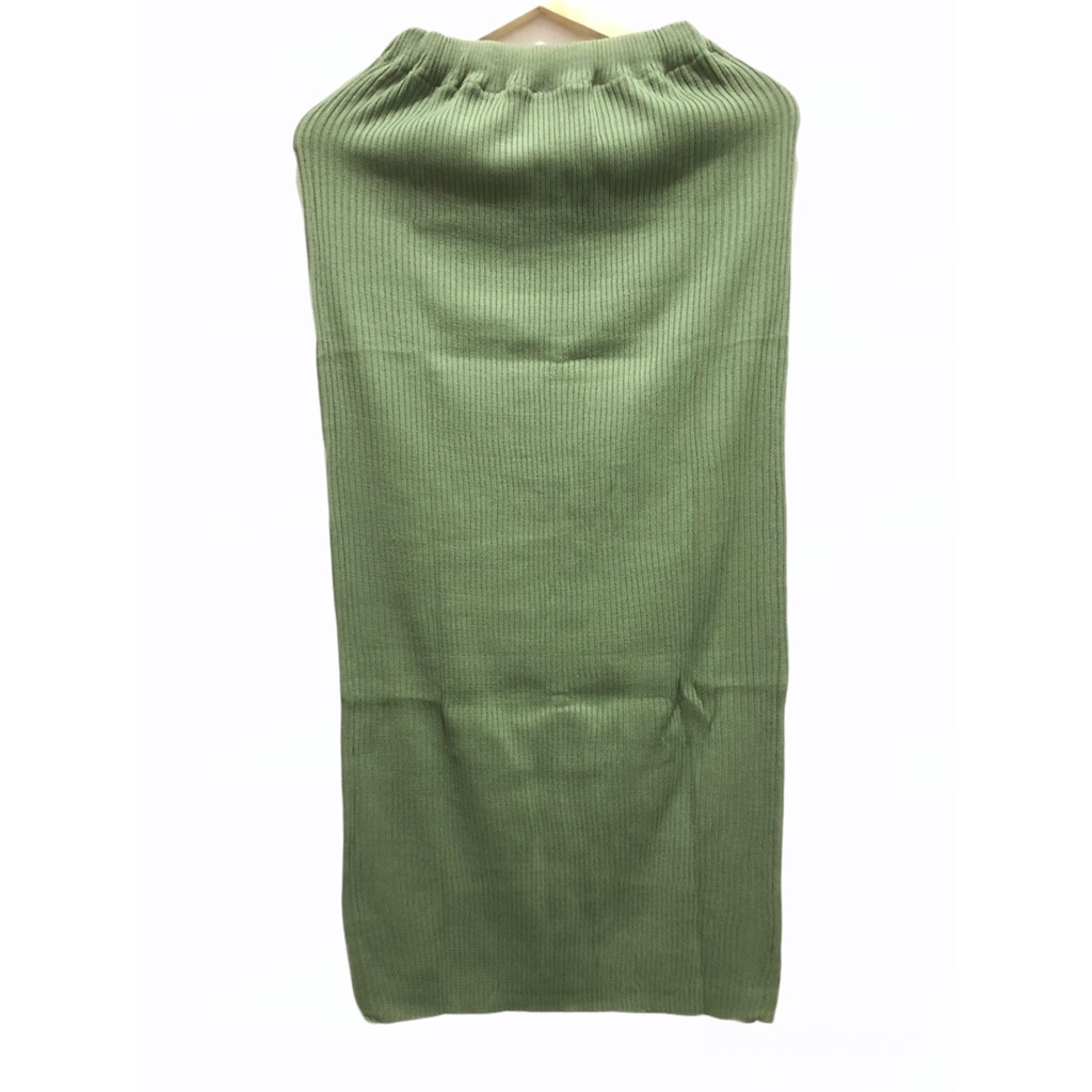 Rok Span Rajut  Rok Rajut Panjang Rok Span Knitted Panjang Rok Panjang Polos Rok Hitam Polos Rok Kerja Wanita-Hijau Mint