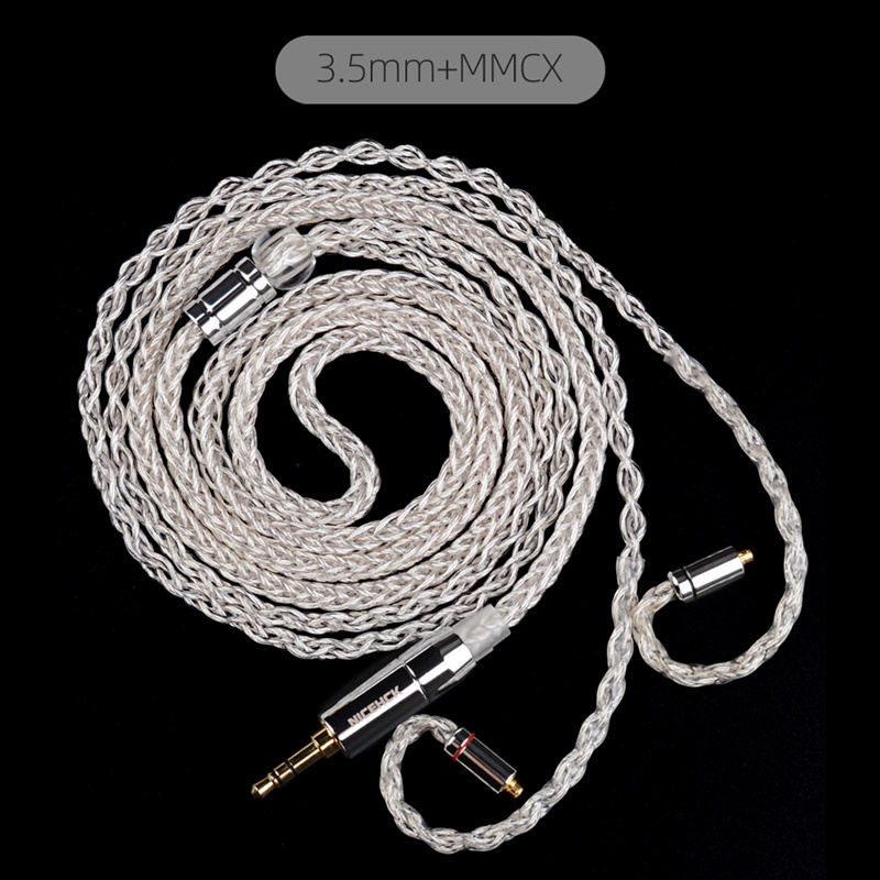 Nicehck Kabel Earbud SilverSE 8 Strand 5N OCC HIFI 3.5 / 2.5 / 4.4mm MMCX / 0.78mm 2Pin Untuk IEM Youth YUME