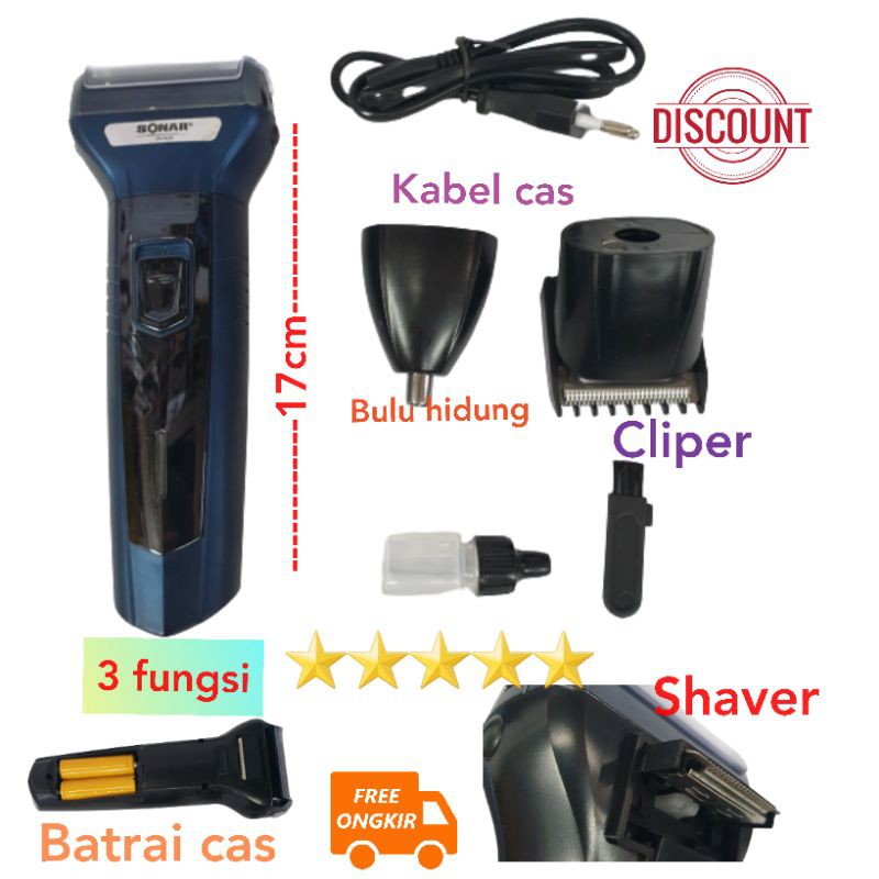 Cukuran rambut sonar 3in1 clipper shaver dan bulu hidung sn-6020 alat cukur kumis janggot murah