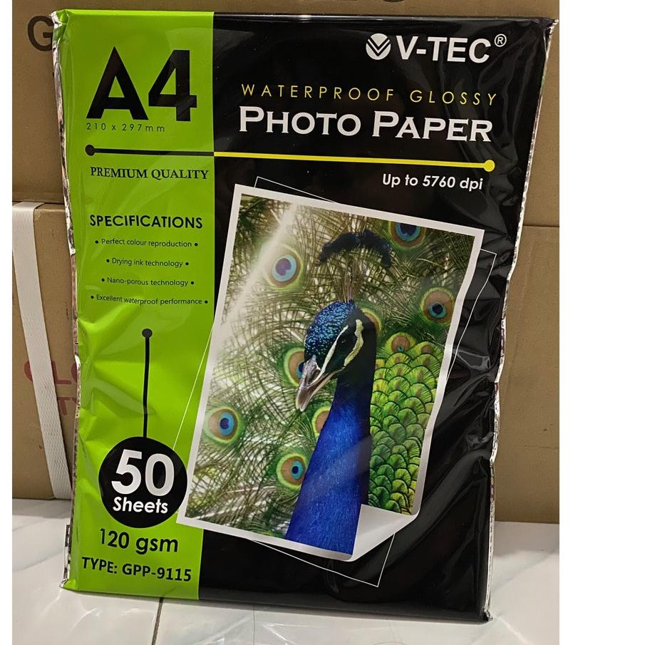 

KERTAS FOTO GLOSSY A4 V-TEC 120 GSM / PO PAPER A4 V-TEC 120 GSM ✓