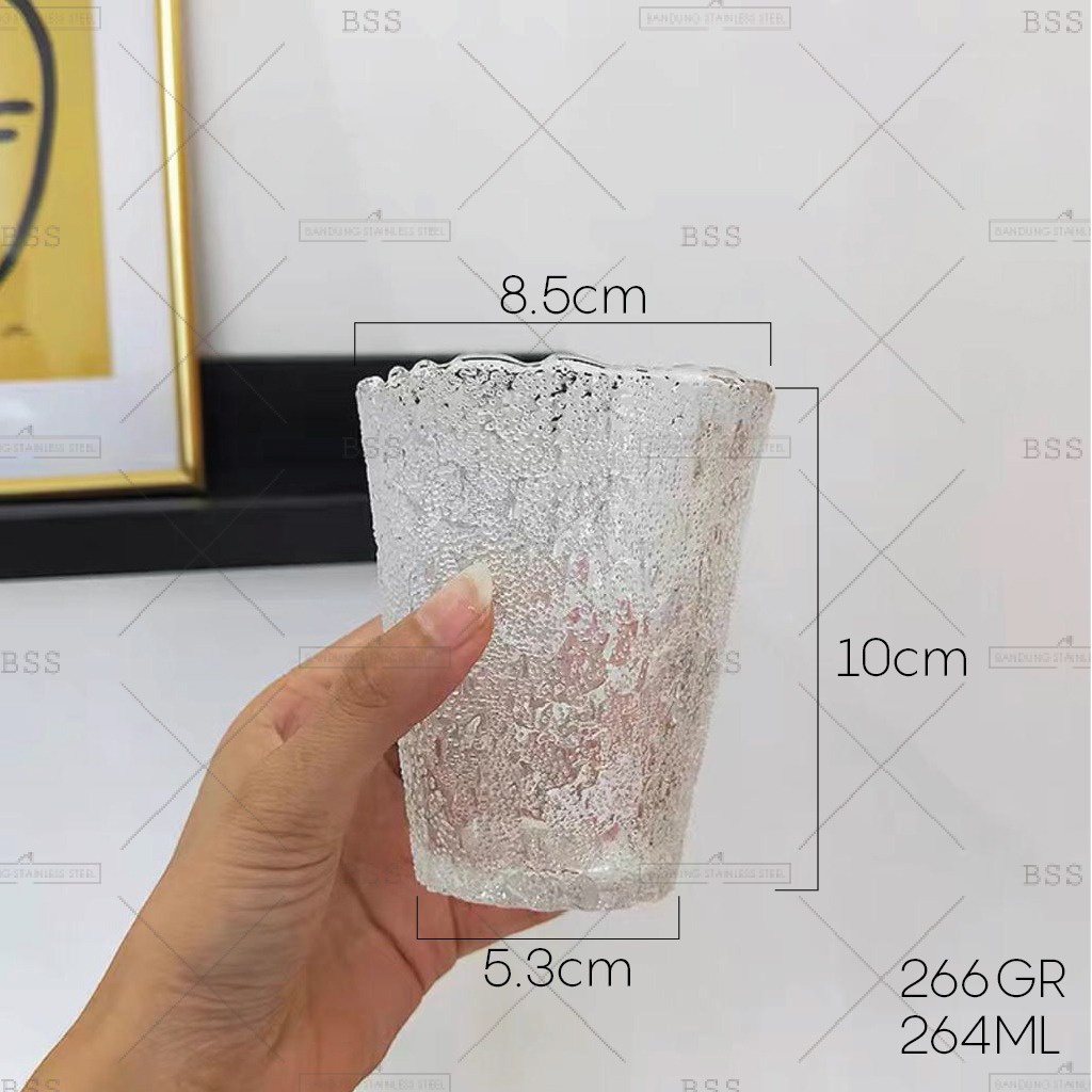 Vintage Retro 260ml Gelas Kaca Gelas Estetik Aesthetic Unik Cantik Drinking Glass