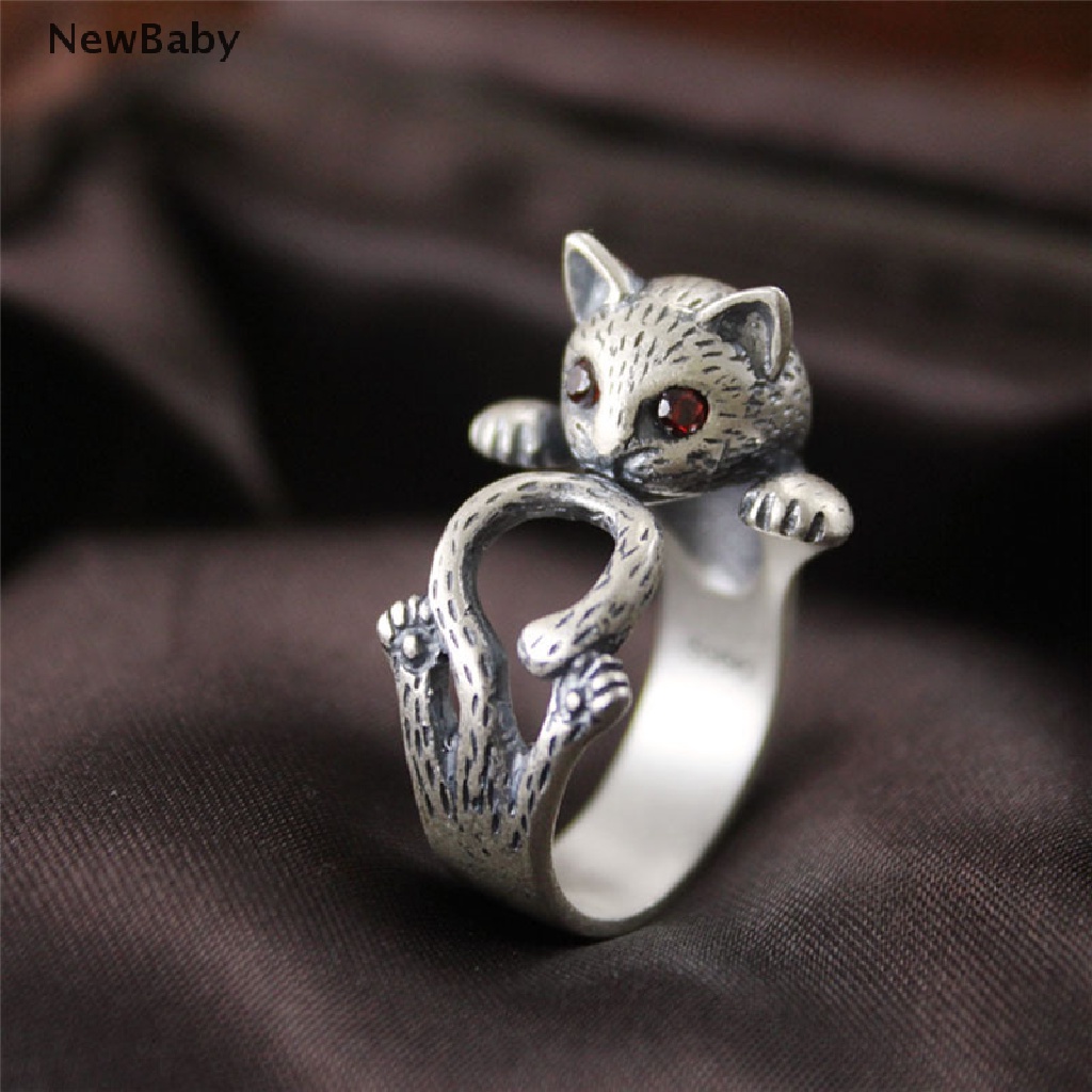 Cincin Knuckle Adjustable Desain Hewan Kucing Gaya Boho Vintage Untuk Wanita