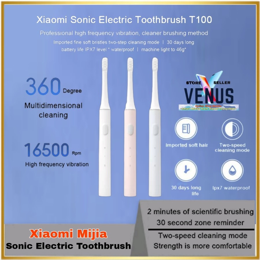 Mijia Sonic Electric Toothbrush T100 - Sikat Gigi Otomatis