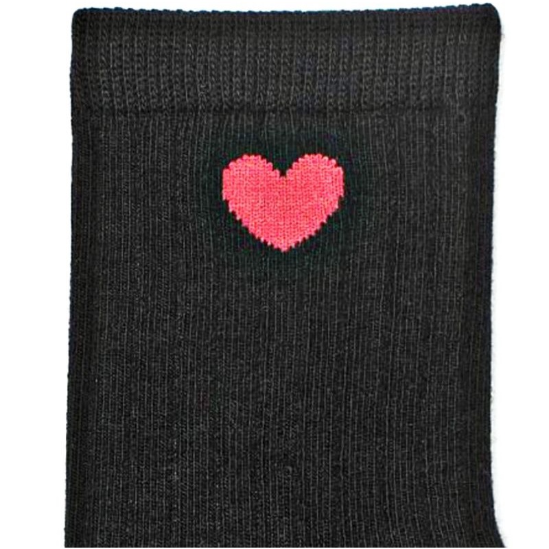 H&amp;M BLACK SOCKS WITH HEART SHAPE KAOS KAKI HITAM GAMBAR HATI