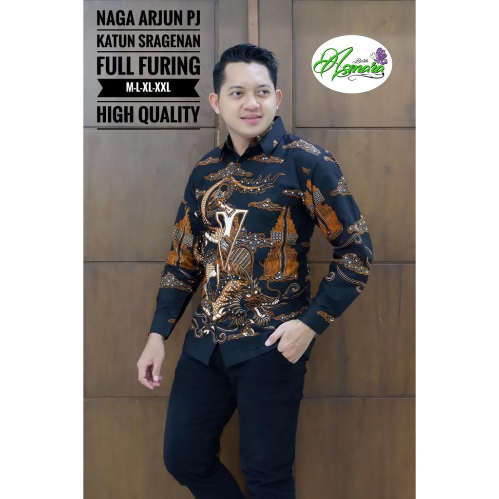 NAGA ARJUNA Kemeja Batik Pria Lengan Panjang Katun Halus FULL FURING Batik Asmara