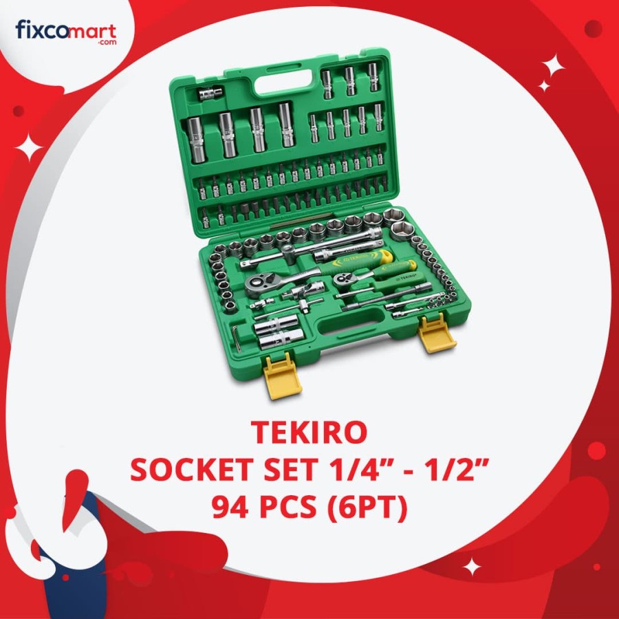 Tekiro Socket Set 1/4-1/2 Inch 94 Pcs 6PT / Tekiro Sock Set 94 Pcs