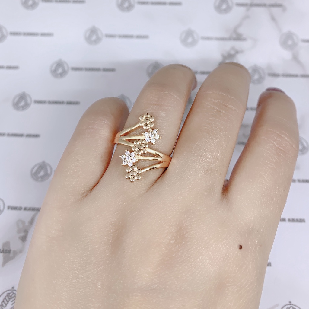 Cincin Xuping Gold Fashion Wanita Motif Permata Persegi Kecil Perhiasan Wanita *58