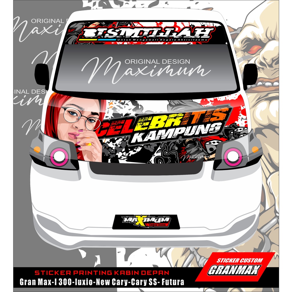 STICKER KABIN DEPAN DAN KACA MOBIL PICKUP GRANMAX CARRY SS / STICKER KABIN DEPAN SS / CARRY FUTURA-K