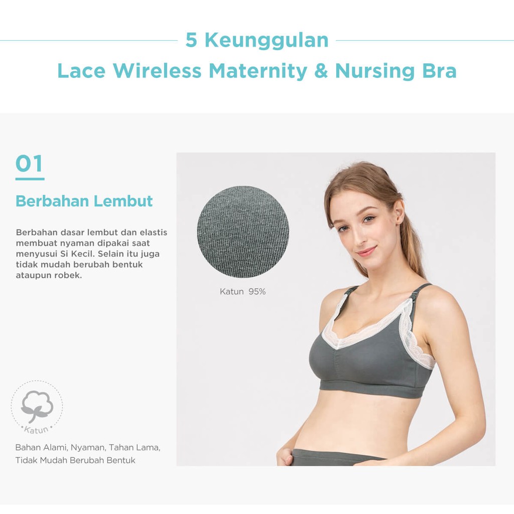 [PROMO] Mooimom Lace Wireless Maternity &amp; Nursing Bra Ibu Hamil &amp; Menyusui 93104