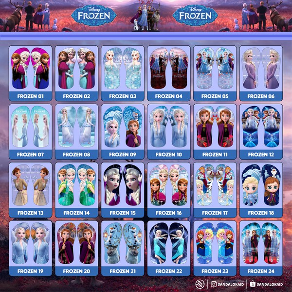 [PO] Sandal Karakter Print Frozen | Anna | Ana | Elsa | Olaf | Sendal