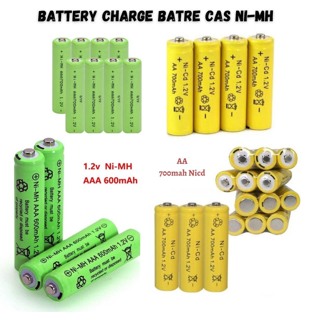 Baterai Battery Charge AA A2 700mah Nicd AAA 600mah Ni-MH Rechargeable