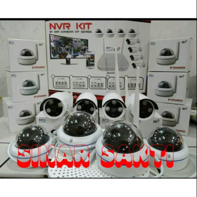 PAKET CCTV WIRELESS NVR KIT 8CH 8 CAMERA 3MP FULL HD 1080P IP CAMERA