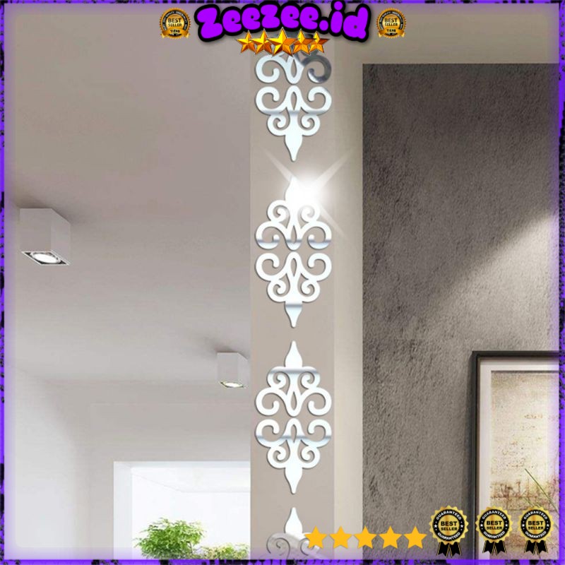 Stiker Cermin Interior SOLEDI Sticker Dekorasi Dinding Mosaic Mirror Acrylic 10 PCS - SL01 - Silver