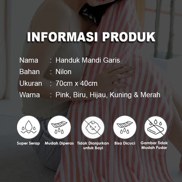 Handuk Mandi Ukuran 70cmx140cm / Handuk Kecil Handuk Garis Daya Serap Tinggi Dan Lembut / Handuk Bulu Tebal (H5)