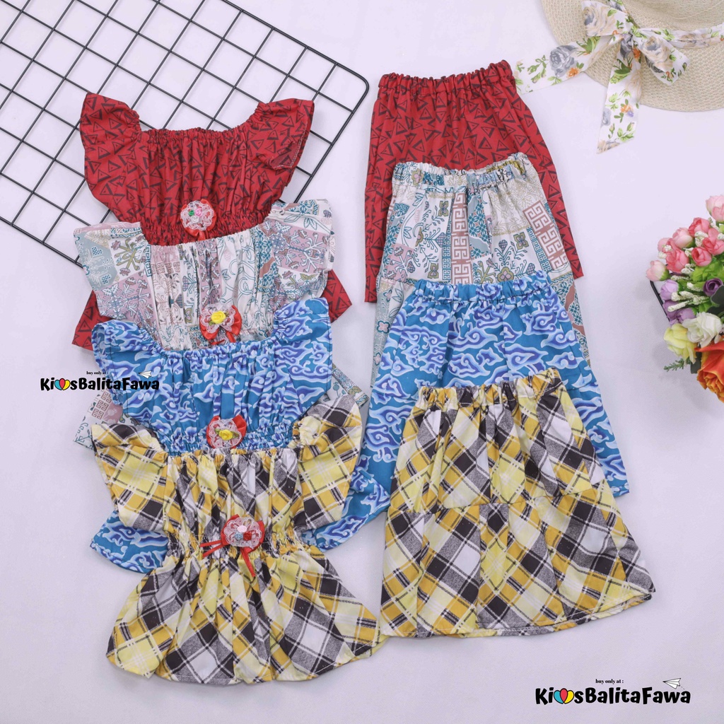 Kirana Set uk Bayi 3-18 Bulan / Setelan Rok Baby Perempuan Import Atasan Bawahan Lengan Pendek Pakaian Cewek