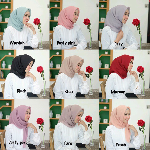 Hijab Square Serut Cornskin Serat Jagung Segi empat (4) Basic Polos [HIJAB CORNSKIN]