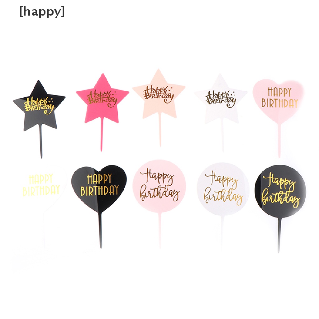 1pc Topper Kue Desain Happy Birthday Bahan Akrilik Untuk Dekorasi Pesta