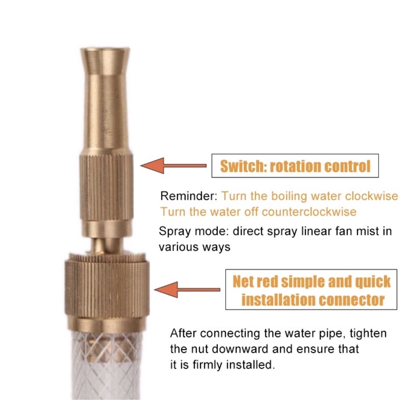 Semprotan Air Lurus Kunci Selang Kuningan Brass Taman Cuci Mobil Motor