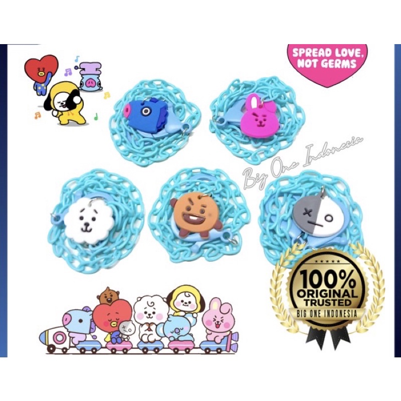 Tali Rantai Gantungan Masker Anak dan Dewasa, Tali Masker BT21, Kalung Masker  Ponny, Mask Lanyard