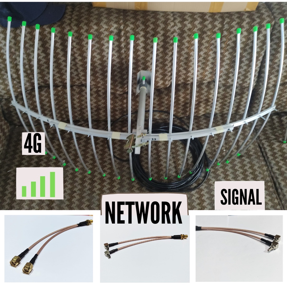 ANTENA YAGI GRID 15M UNTUK PENGUAT MODEM/MIFI ANTENA 4G 3G/ANTENA PIGTAIL GANDA (BEBAS PILIH) untuk huawei e5577 e3372,b310 b315,dlink dwr920,orbit star 3,advan cpe,orbit max,orbit pro,tp link mr6400,tp link mr100