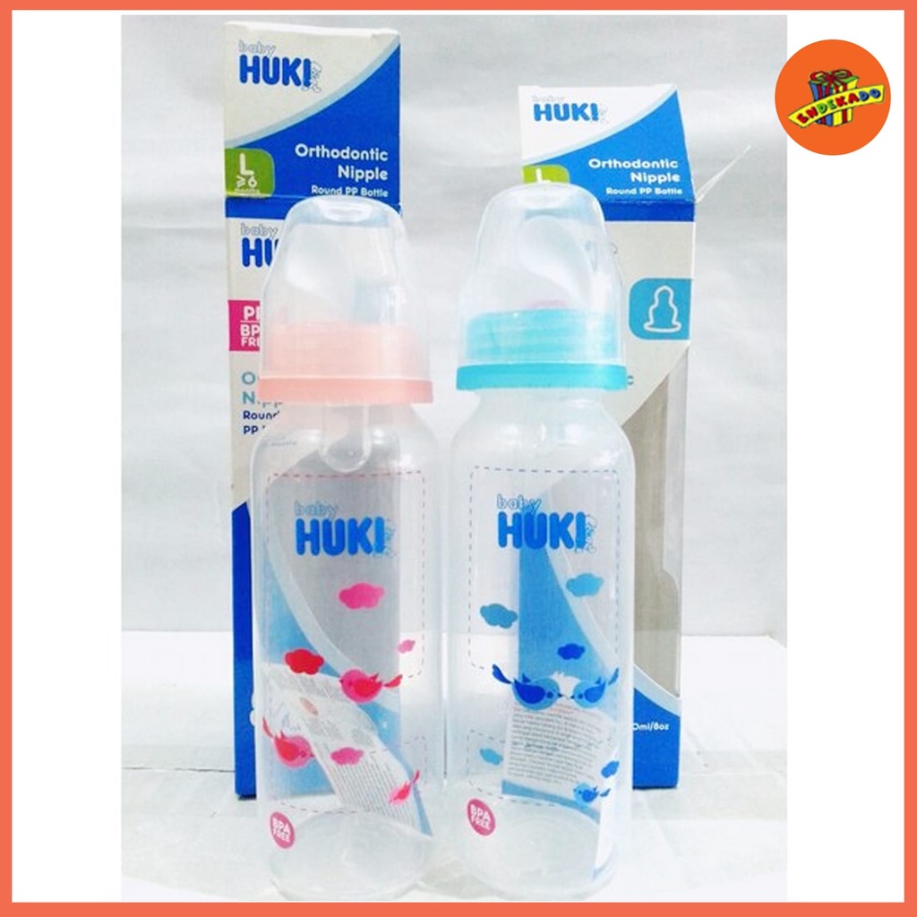 MAKASSAR! HUKI ORTHODONTIC NIPPLE ROUND PP BOTTLE 240ML - Botol Susu