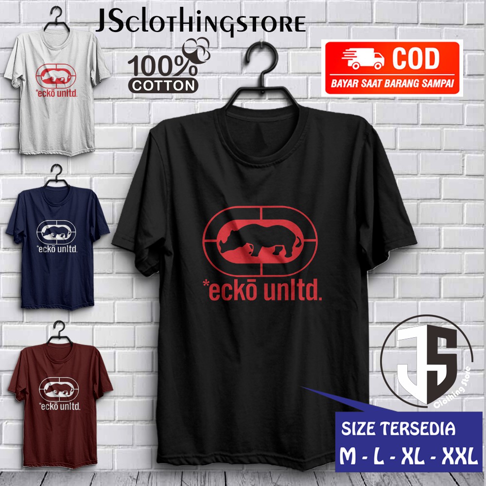 Kaos Distro Ecko_Unltd Tshirt Cotton Combed 30s Premium Kaos Brand Fashion Pria Wanita