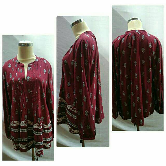 Red Floral Blouse Old Navy