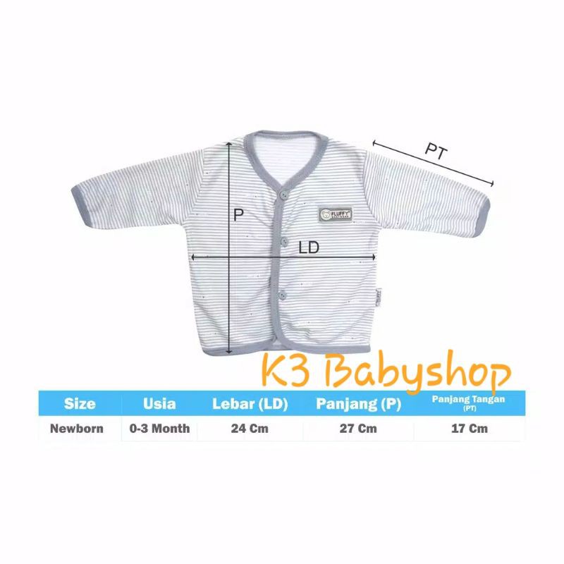 Fluffy Baju Panjang Bis Biru Blue putih white piyama bayi baju bayi kemeja anak SNI