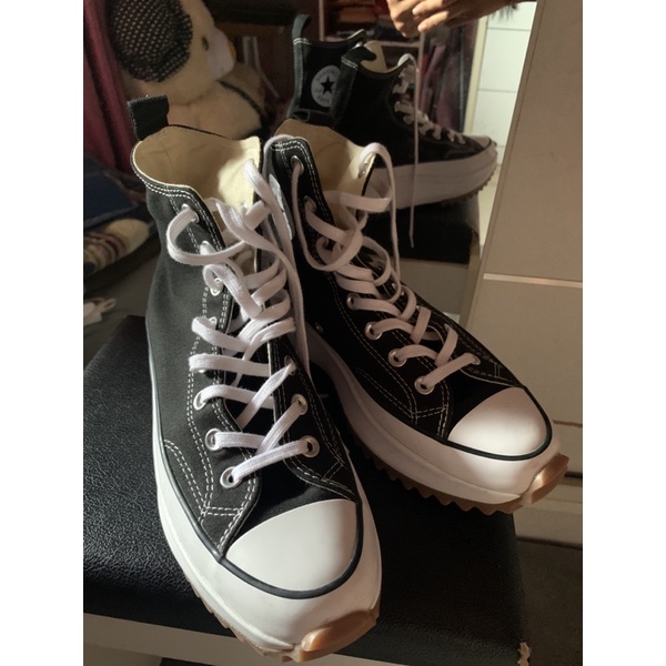 converse run star hike lugged black white gum ori