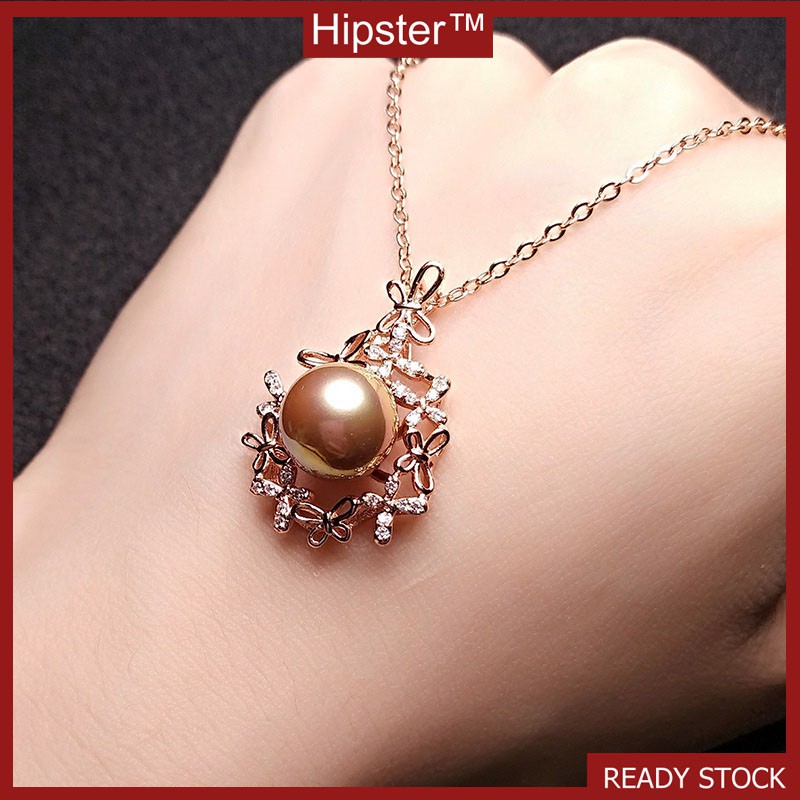 Fashion Elegant Graceful Pansy Cluster Natural Freshwater Pearl Pendant Necklace