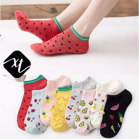 TOKO KL | paket 3 pasang kaos kaki pendek matakaki motif ankle socks wanita dewesa