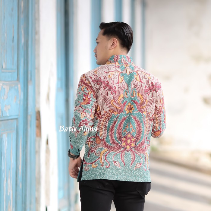 Baju Batik Pria Lengan Panjang Kemeja Batik Solo Premium Slimfit Modern  ALUNA ASD-069