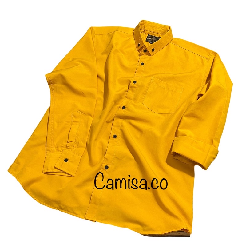 KEMEJA PRIA LENGAN PANJANG KUNING KATUN POPLIN BAJU PRIA ATASAN HEM PRIA KUNING PANJANG KEMEJA KASUA