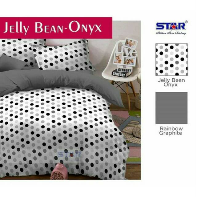 SPREI POLKADOT HITAM PUTIH PINK SEPRAI MURAH MOTIF