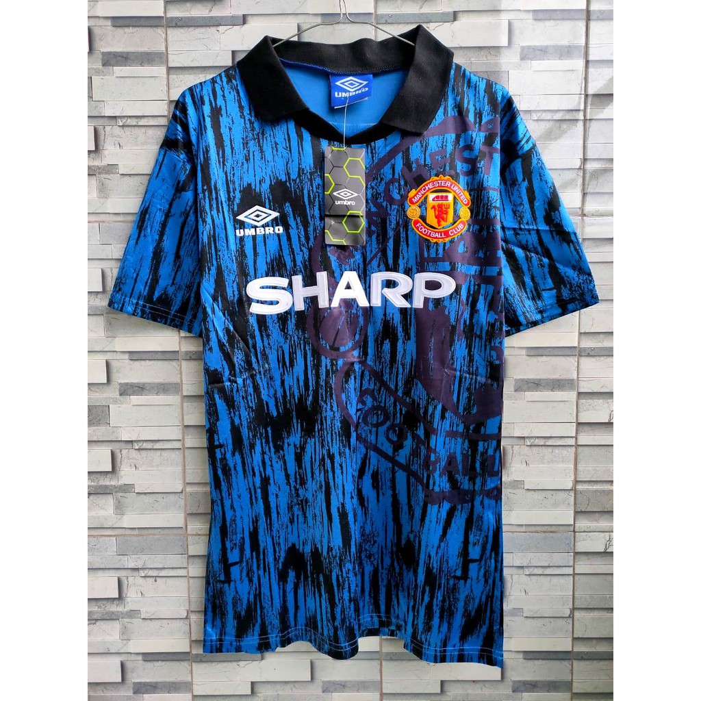 HQ RETRO JERSEY BOLA MU AWAY 1992/1993 BLUE TIGER 1 GO HQ IMPORT