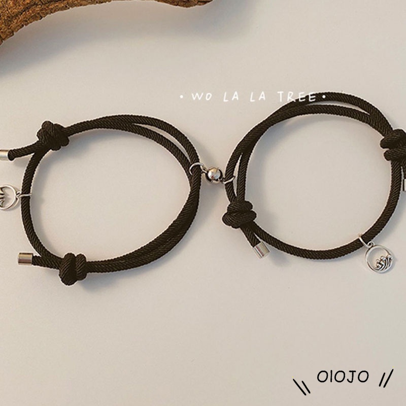 2 Pcs/Sepasang Gelang Pasangan Yang Tersenyum Gelang Couple Tenunan Tangan Baru Aksesoris Perhiasan Fashion - ol