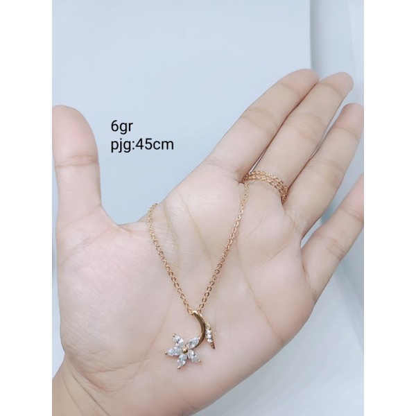 kalung perak 925 asli lapis emas kalung nori ukir +liontin variasi kalung fashion wanita import s925