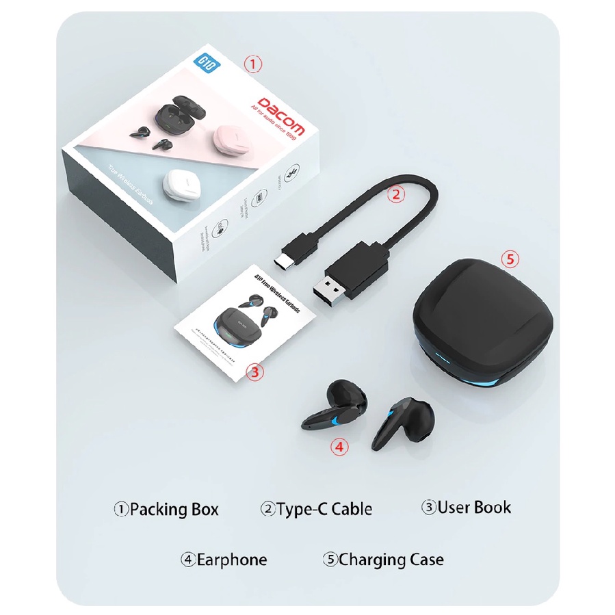 DACOM G10 - TWS Bluetooth Earphone with Charging Box