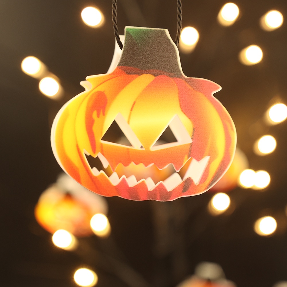 Lampu Gantung Led Bentuk Labu 7 Cabang Untuk Dekorasi Halloween