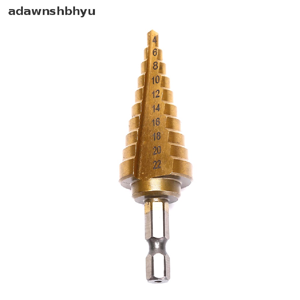 Adawnshbhyu 4-22MM HSS Hex Titanium Cone Drill Bit Hole Cutter Untuk Alat Listrik Bor Baja