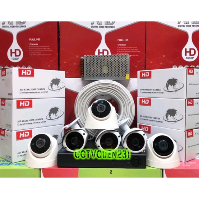 Paket CCTV 6 Channel 6 Kamera full HD lensa 5mp 1080p komplit bosku