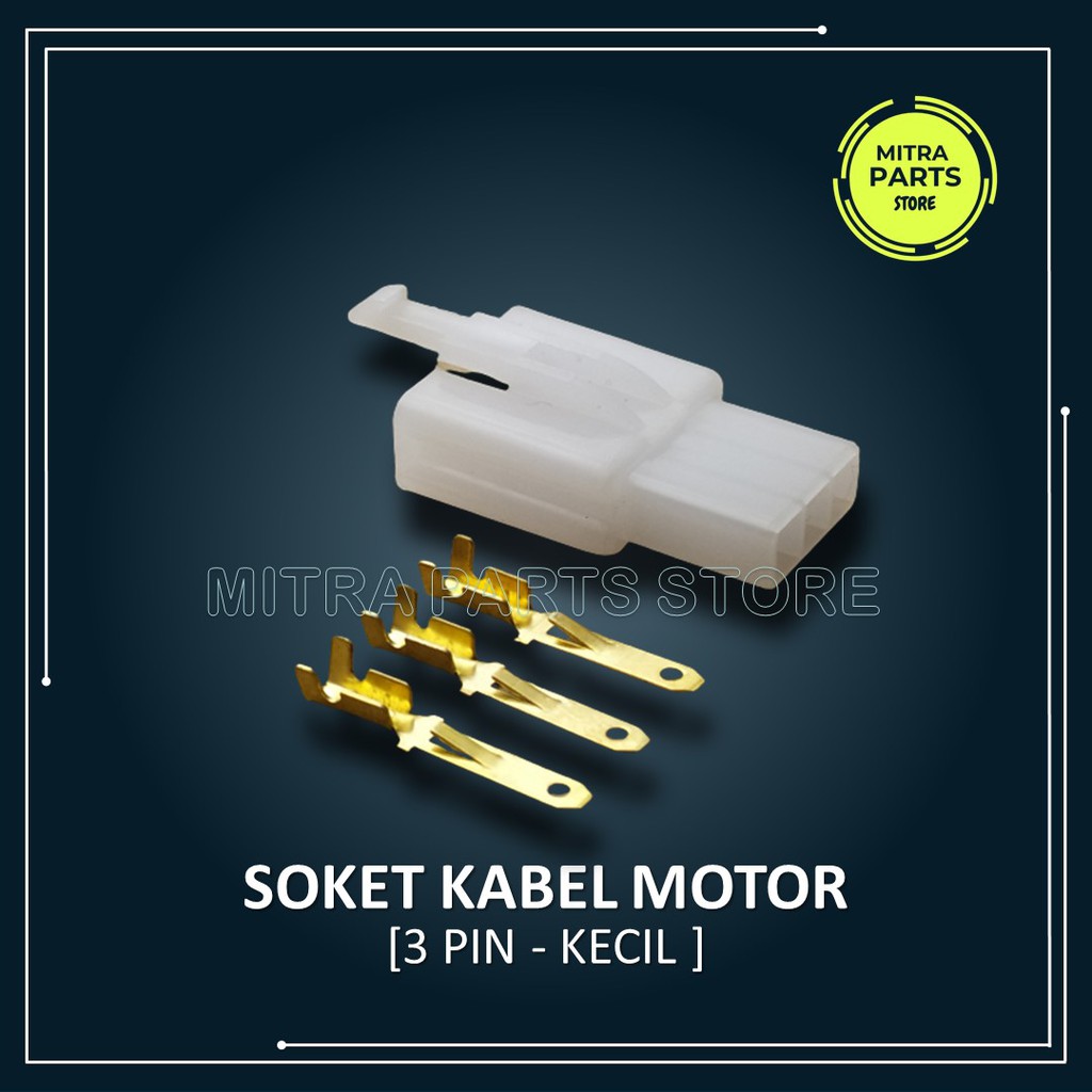 Soket Socket Konektor Kabel 3 Pin KECIL 5 SET Lengkap dengan Skun Kabel untuk Motor dan Mobil