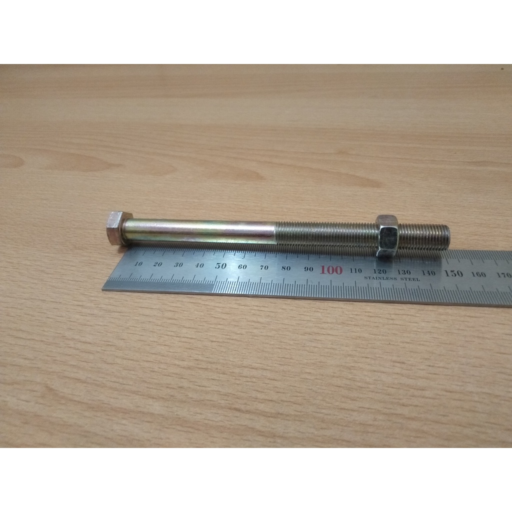 MurBaut Besi Hexagon Baud Mur Nut kuning M12x150 M12 X 150 Kunci 17