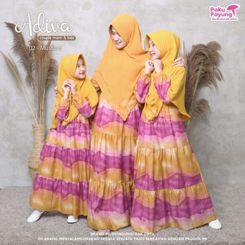 GAMIS SET COUPLE IBU DAN ANAK/ GAMIS ADIVA PAKU PAYUNG TERBARU BAHAN KATUN JEPANG