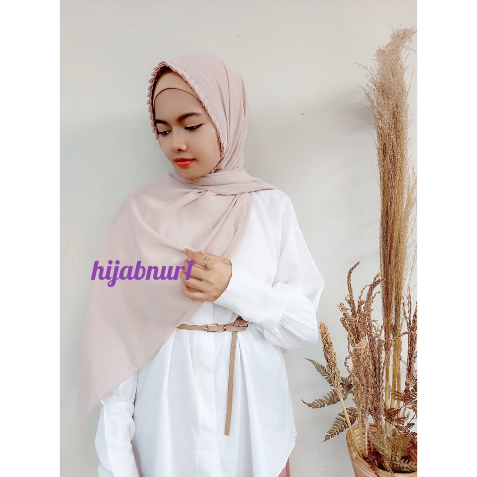Hijabnur1 - Phasmina Instan Tali Lipit Diamond Jahit Tepi 180 x 75 Handmade